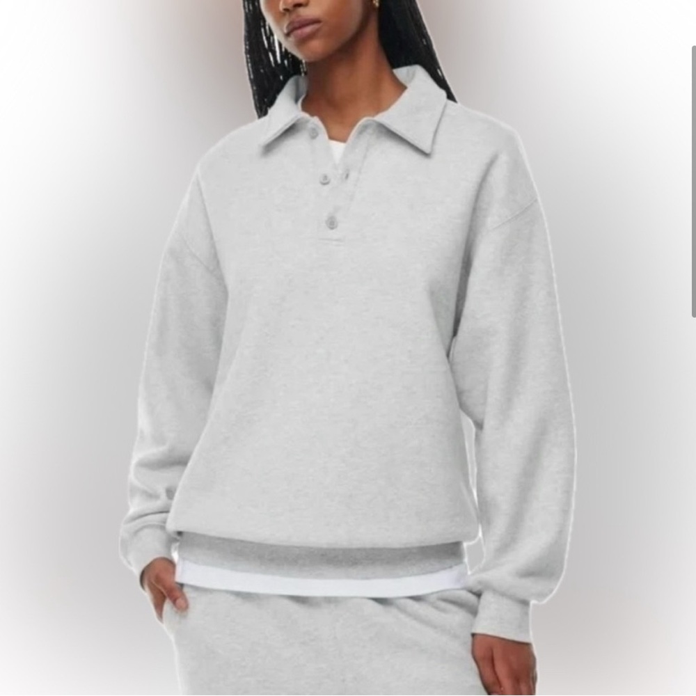 Tna Cozy Fleece Boyfriend Polo Sweatshirt